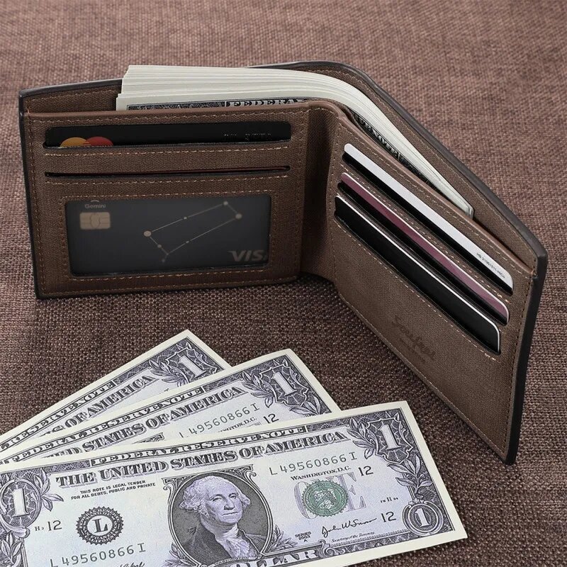 Cartera con foto grabada para hombre, billetera corta con grabado Vintage, monedero pequeño personalizado, diseño de marca de lujo, regalo personalizado para él, 2020