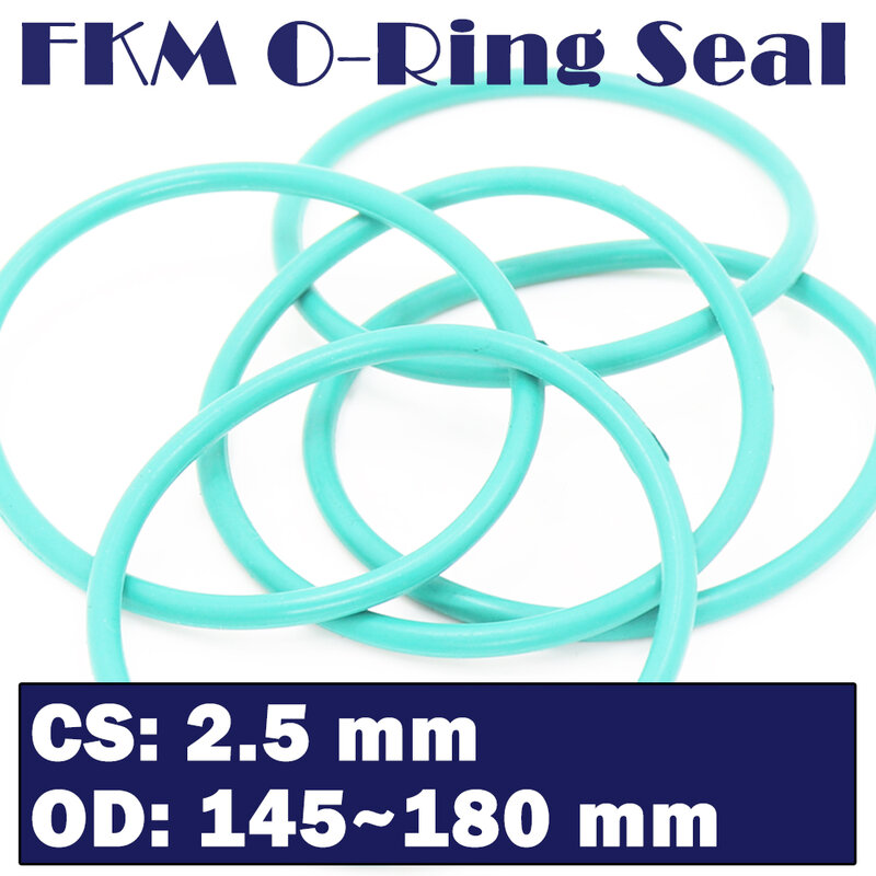 Cs 2.5 Mm Fkm Rubber O Ring Od 145/150/155/160/165/170/175/180*2.5 Mm 10Pcs O-Ring Fluor Pakking Oliekeerringen Groen Oring