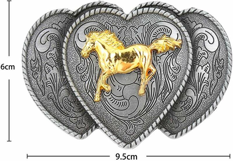 Fibbia per cintura a cavallo da corsa in oro a forma di tre connessioni per uomo fibbia da cowboy occidentale senza cintura larghezza in lega personalizzata 4cm