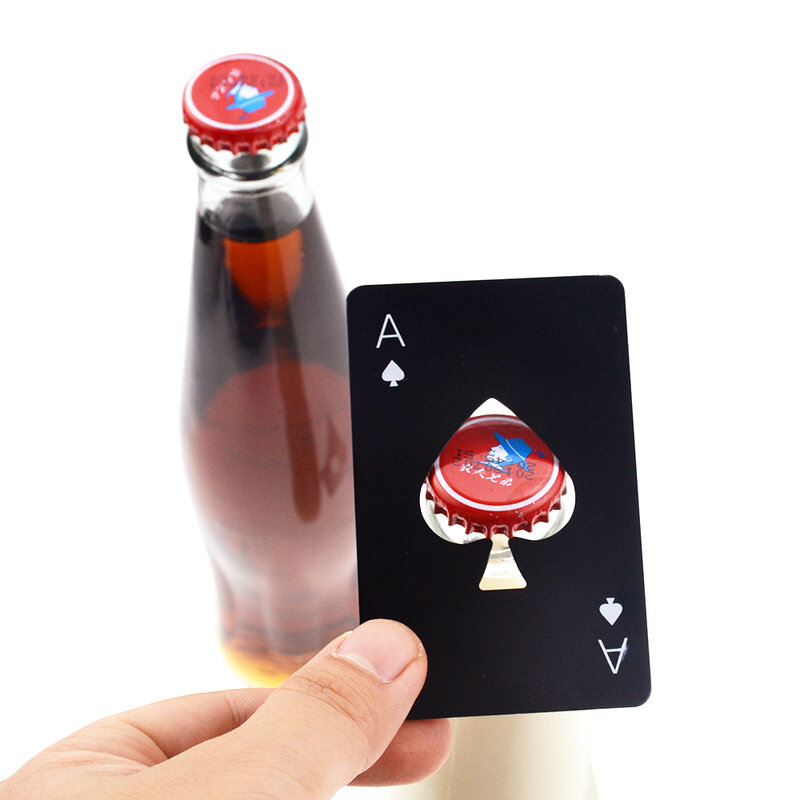 1 Pc Creativo Spade A Poker Carta Apri Bottiglia di Birra In Acciaio Inox Bottiglia Opener Nero D'argento Del Partito Decor Bar Accessori