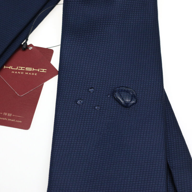 Huishi 8cm 8 estilos masculino sólido azul escuro cor pescoço gravata 6cm à prova dwaterproof água jacquard gravata uso diário cravat festa de casamento para homem