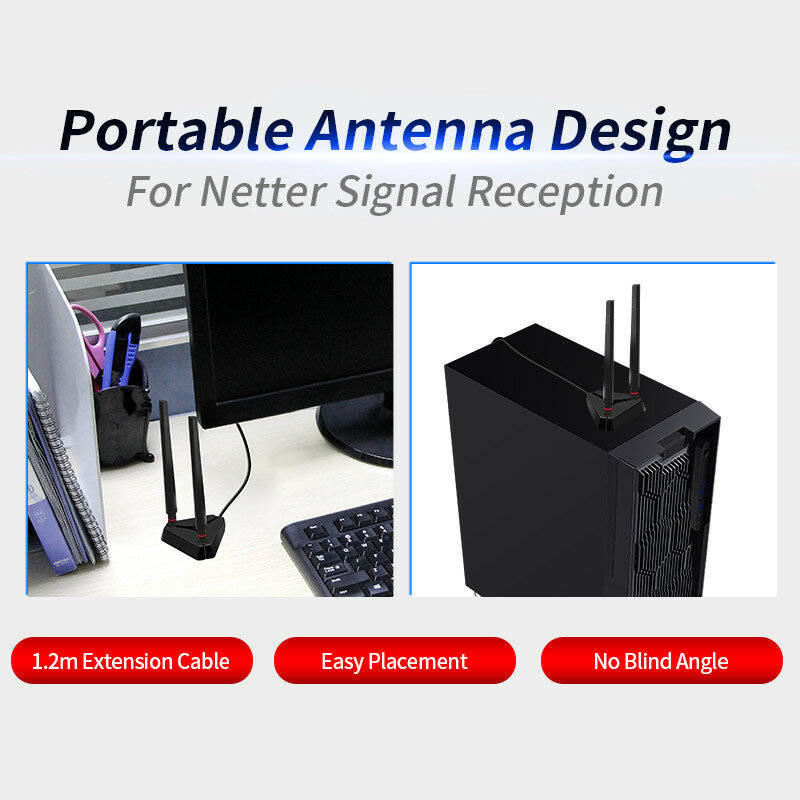 Cable de antena externa de doble banda, receptor de señal para PCIE, adaptador Wifi de escritorio, tarjeta AX200, Router inalámbrico AP, alta ganancia, 2,4G/5G