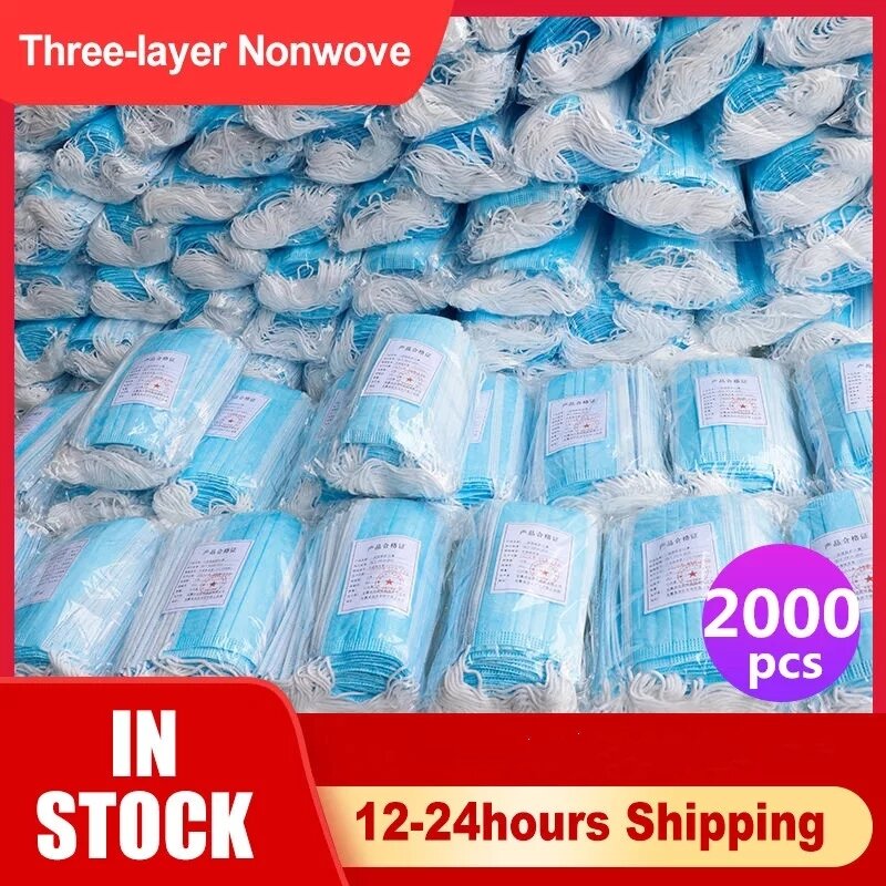 600PCS Disposable Face Mascarillas Anti-Dust Face Surgical Filter Earloop Activated Carbon Blue Non-woven Medical Dental Use F