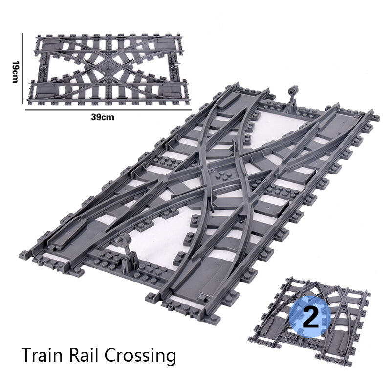 Kereta Kota Saklar Fleksibel Rel Kereta Api Persimpangan Bercabang Lurus Melengkung Blok Bangunan Bata Mainan Kompatibel dengan 7996