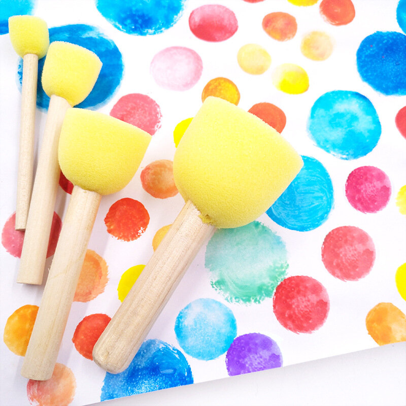Kuas Lukis Spons Kit Lukis Anak-anak Mainan Gambar Belajar Dini untuk Kerajinan Seni DIY