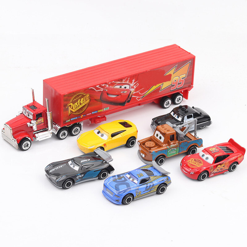 7 unids/set pixx camión coche 3 juguetes Jackson Storm Cruz Mater Mac camión Diecast 1:55 Metal modelo coche juguete para niños regalos