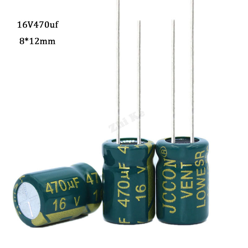 Condensador electrolítico de aluminio de alta frecuencia de baja ESR/impedancia, 470uf16V, tamaño 8X12, 16V, 470uf, 20%, 105C, 20 unids/lote
