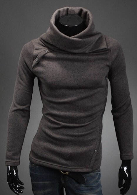 2019 nuevos hombres de moda caliente de manga larga cuello alto suéter chaqueta casual cuello suéter calle cómodo suéter XS-4XL