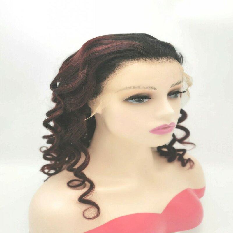 13 × 4 peruca frontal do laço para as mulheres brasileiro ondulado cereja vermelho borgonha laranja pré-arrancadas perucas de cabelo humano 150% laço transparente
