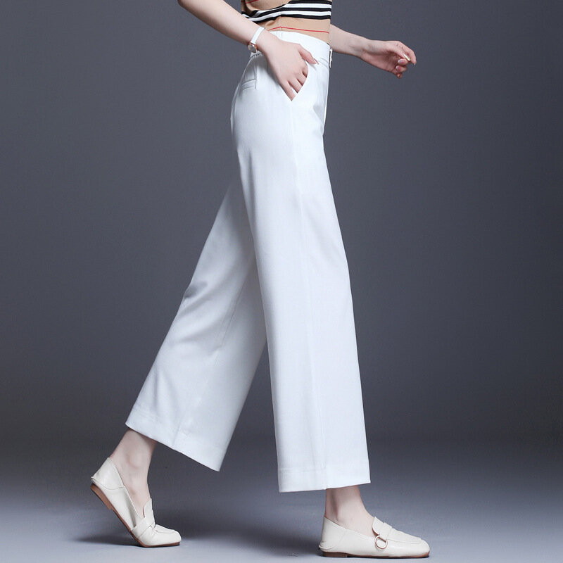 2020 новые зимние весенние женские хлопковые белые брюки с широкими штанинами, женские брюки высокого качества