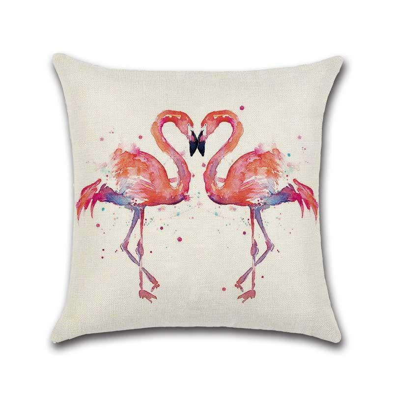 Flamingo พิมพ์ปลอกหมอนผ้าฝ้ายผ้าลินินน่ารัก Flamingo โยนหมอนกรณีตกแต่งปลอกหมอน Funda De Almohada ZT265