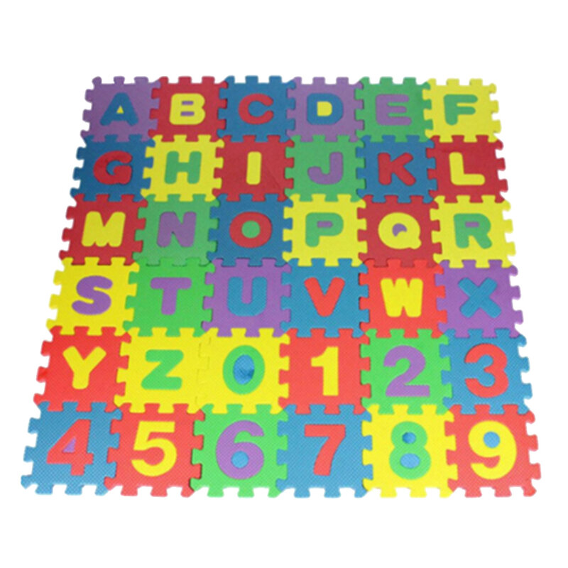 赤ちゃんのための数字と正方形のフォームパズルマット,クロールマット,ソフトタイルパズルマット,36タイル