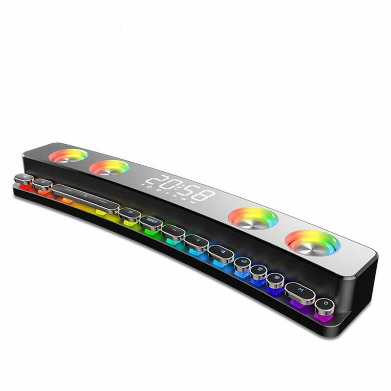 Wireless Bluetooth Game Speaker SOAIY SH39 with LED Light Home Computer Desktop HiFi 3D Surrounding Colorful Bass Subwoofer