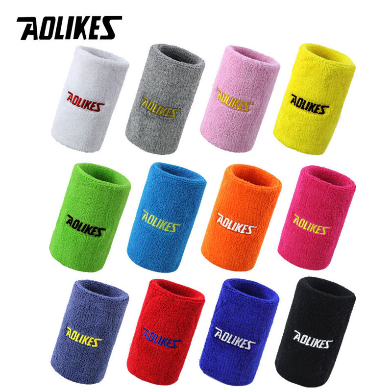 AOLIKES 1PCS Cotton Elastic Wristbands Gym Fitness Gear Support Power Weightlifting Wrist Wraps for Basketball Tennis Brace