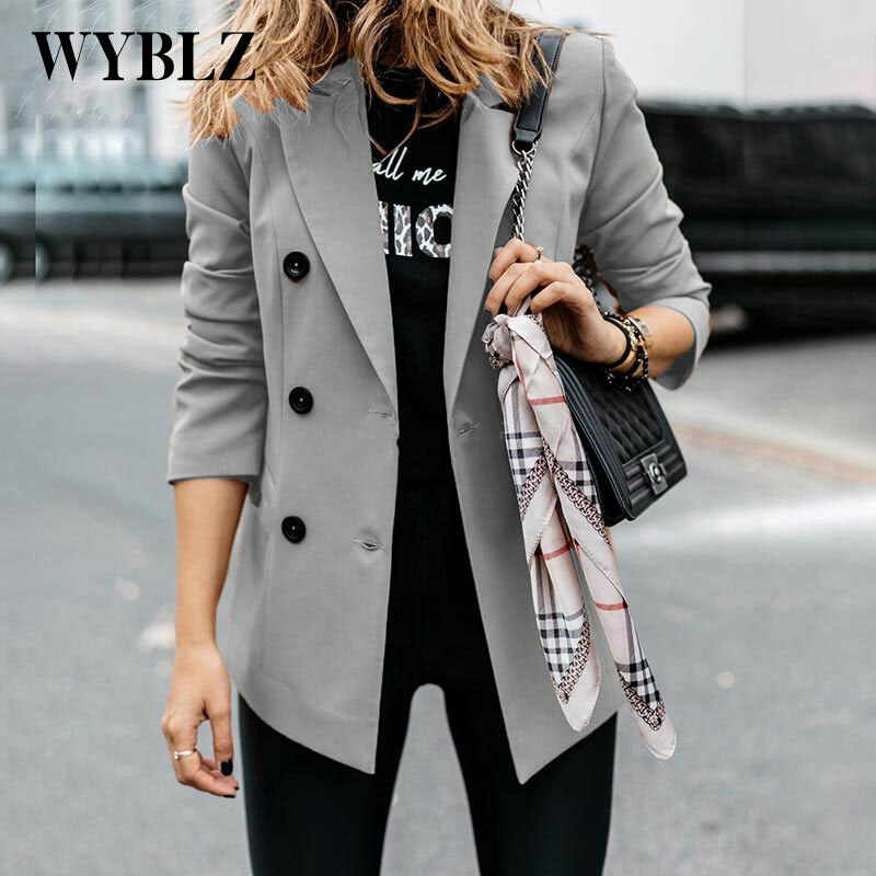 Spring Jacket Women Jackets 2021 Autumn High Quality Long-sleeved Lapel Blazer Coats Double-breasted Button Suit Jackets Fashion