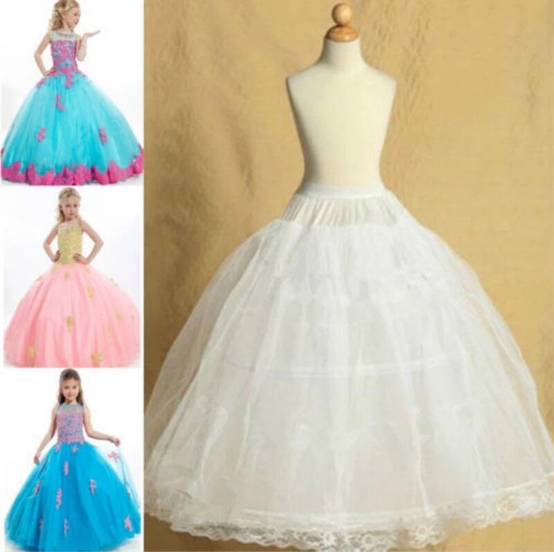 Anágua infantil para meninas florais, vestidos pequenos, Crinoline 3 Hoop Skirt, Lolita Underskirt
