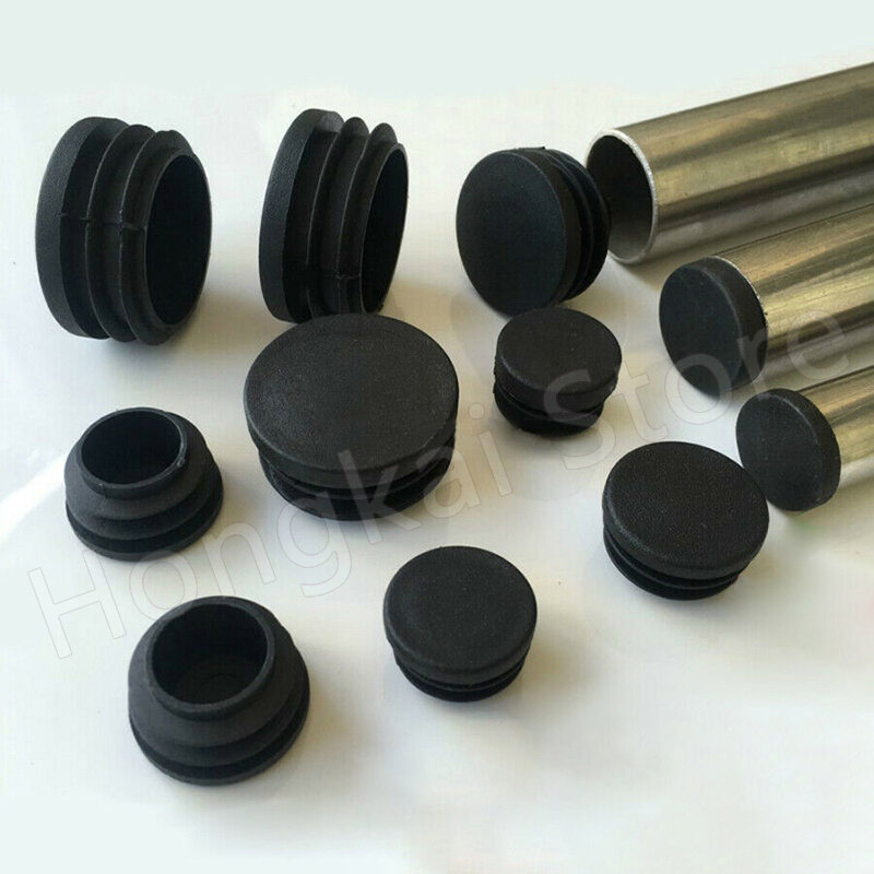 4-50pcs PP Plastic Black Round Pipe Plug 12 14 16 19 20 22 25 28 30~76mm Chair Non-Slip Foot Pads Sealing Cover