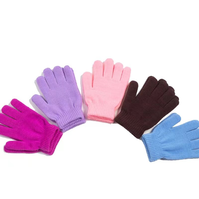 Зимние плотные теплые мягкие детские перчатки с пальцами для мальчиков и девочек, детские вязаные варежки, перчатки, детские перчатки