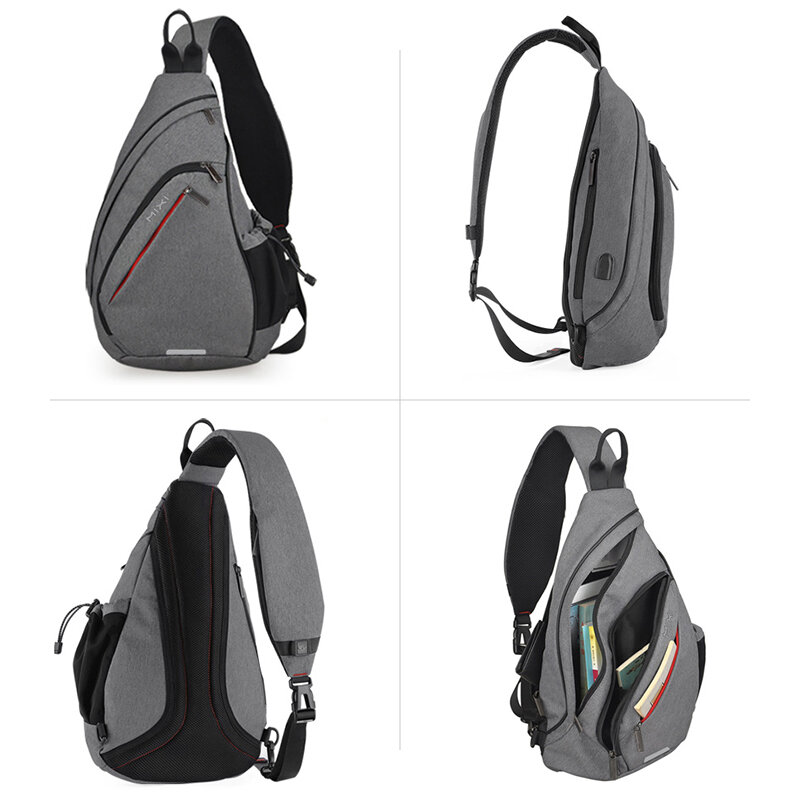Mixi-mochila de un hombro para hombre y mujer, bolso cruzado con USB, para ciclismo, deportes, viajes, versátil, a la moda, para estudiantes, escuela