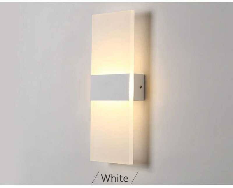 Iron + Acrylic White Black Wall Lamp Modern 110V/220 Painted Led Wall Light Bedroom Bathroom Wall Lamps for Living Room Wandlamp
