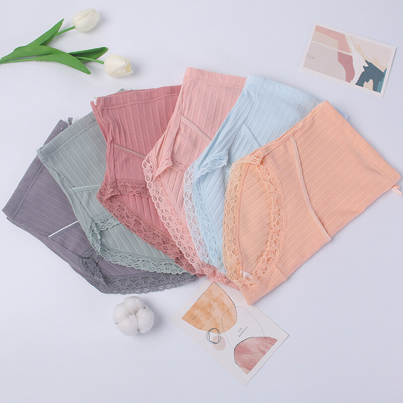 Bragas de maternidad de algodón con encaje para mujeres embarazadas, ropa interior de cintura alta, ajustable, para el vientre, 3XL, 4XL, 5XL