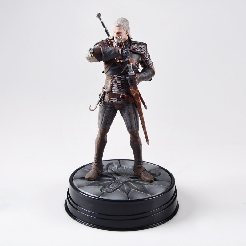 25cm Wicher 3 Wild Hunt Geralt Of Rivia PVC Collective Action Figure Dark Horse Deluxe Keychain Model Toy