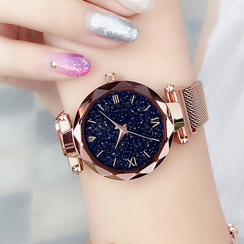 Relojes luminosos de lujo para mujer, reloj de pulsera magnético de cielo estrellado para mujer, reloj de imitación resistente al agua, reloj femenino