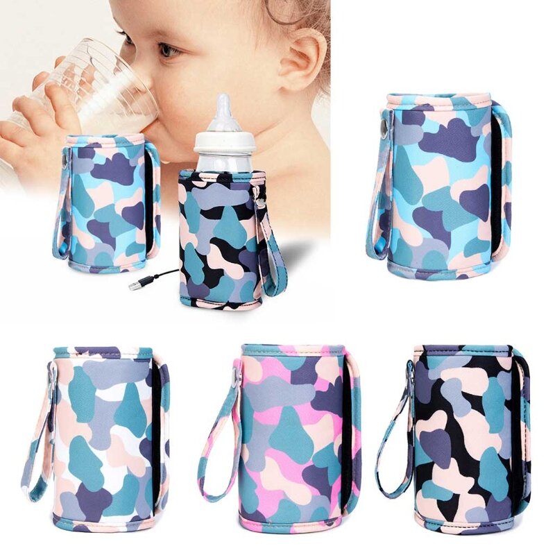 USB Baby Bottle Warmer Portable Travel Milk Warmer Infant Feeding Bottle Heating Cover Insulation Thermostat Food Heater