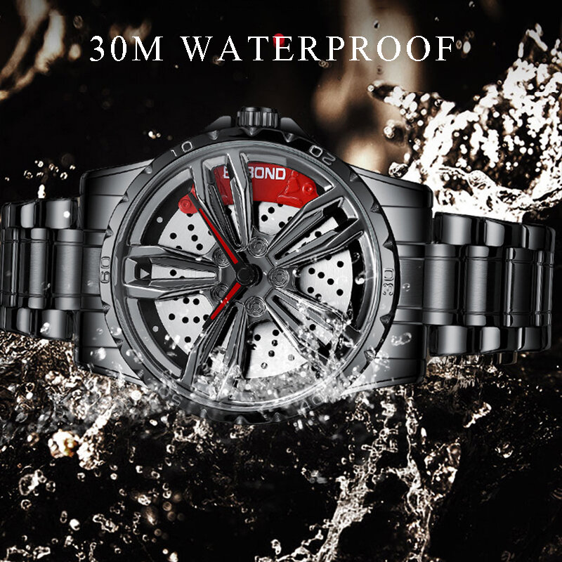 Reloj deportivo de cuarzo para hombre, cronógrafo con rueda de acero inoxidable, resistente al agua, rotación, 2023