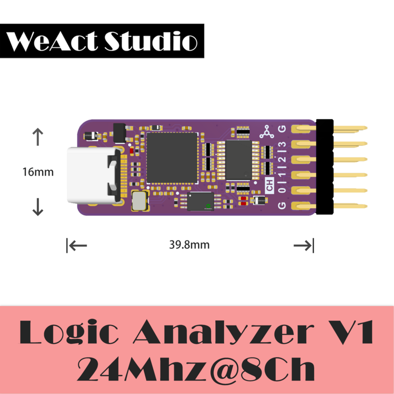 WeAct-Analizador lógico USB DLA Mini, herramienta de depuración de Hardware, 24Mhz, 8 canales, 5V, MCU, ARM, FPGA, depurador