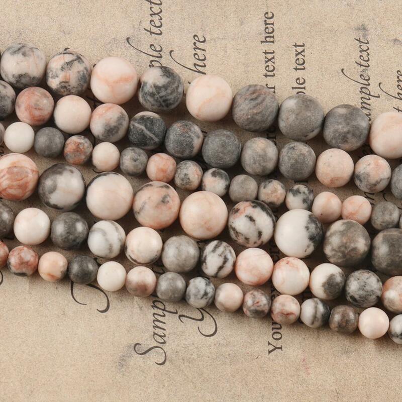 Perles en pierre naturelle rose zèbre mat, 4 6 8 10 12mm, perles rondes lisses pour la fabrication de bijoux, bricolage, Bracelet, entretoise