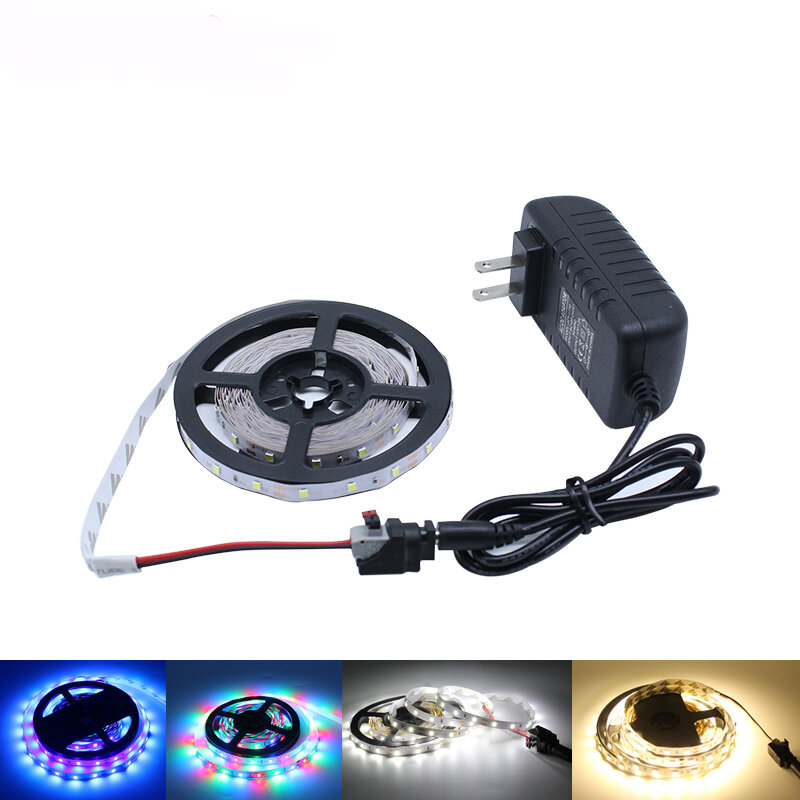 LED Strip Cahaya 12V LED Pita Lampu 1M 2M 3M 4M 5M RGB LED Pita 2835 60LED/M LED Fleksibel Strip Lampu TV Backlight Dapur