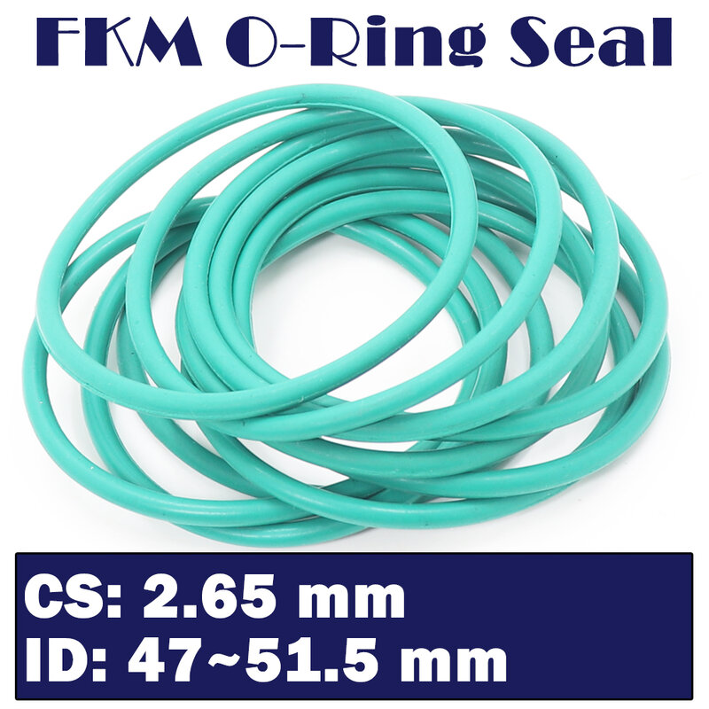 Cs2.65mm fkm borracha anel id 47/47.5/48/48.7/50/51.5*2.65mm 30 pces o-ring flúor junta óleo selo verde oring