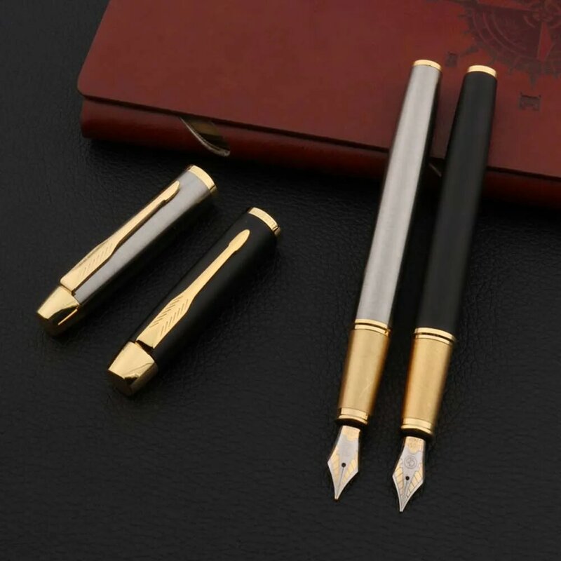 High quality New 022 metal Fountain Pen matte black stainless steel 0.5mm Ink Pens Stationery School Office Supplies