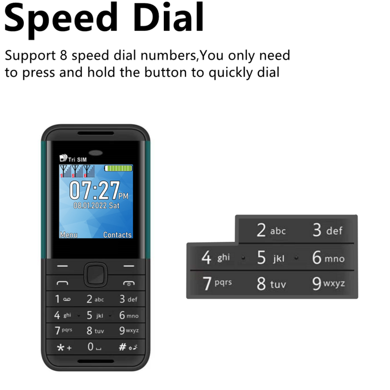 SERVO 3 Kartu SIM 3 Siaga 1.3 "Layar Kecil Ponsel Mini Perekam Panggilan Otomatis Bluetooth Panggilan Telepon Genggam Suara Ajaib