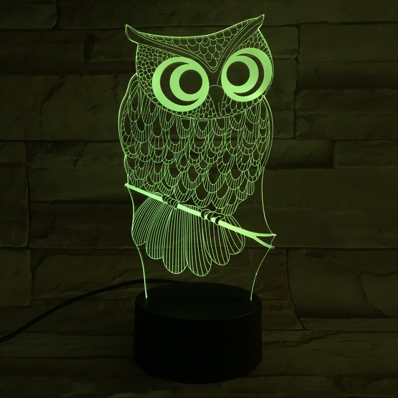 Lampe LED 3D en forme de hibou, design de dessin animé, luminaire décoratif d'intérieur, idéal pour la chambre d'un enfant ou comme cadeau de noël, 7 couleurs différentes, 601