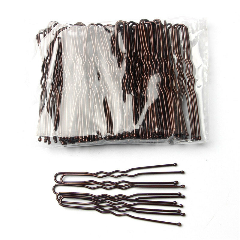 U-образная золотистая или коричневая металлическая шпилька для волос, невидимая шпилька для укладки волос, аксессуары для волос в салоне, безопасная шпилька для волос