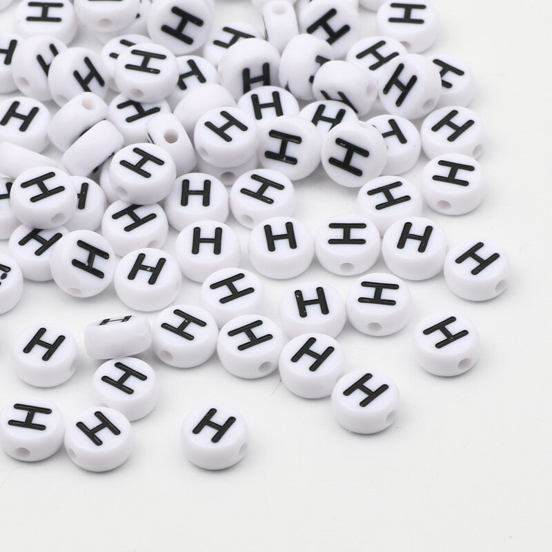 50-500pcs English Letter Acrylic Beads 7mm White Round Alpahbet Loose Beads For Jewelry Making DIY Earrings Bracelet Accessories
