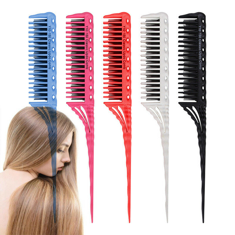 3 rangées de dents peigne de coiffure longue queue démêlant peigne brosse 3 couleurs ajoutant du Volume retour peignes à venir accessoires de cheveux
