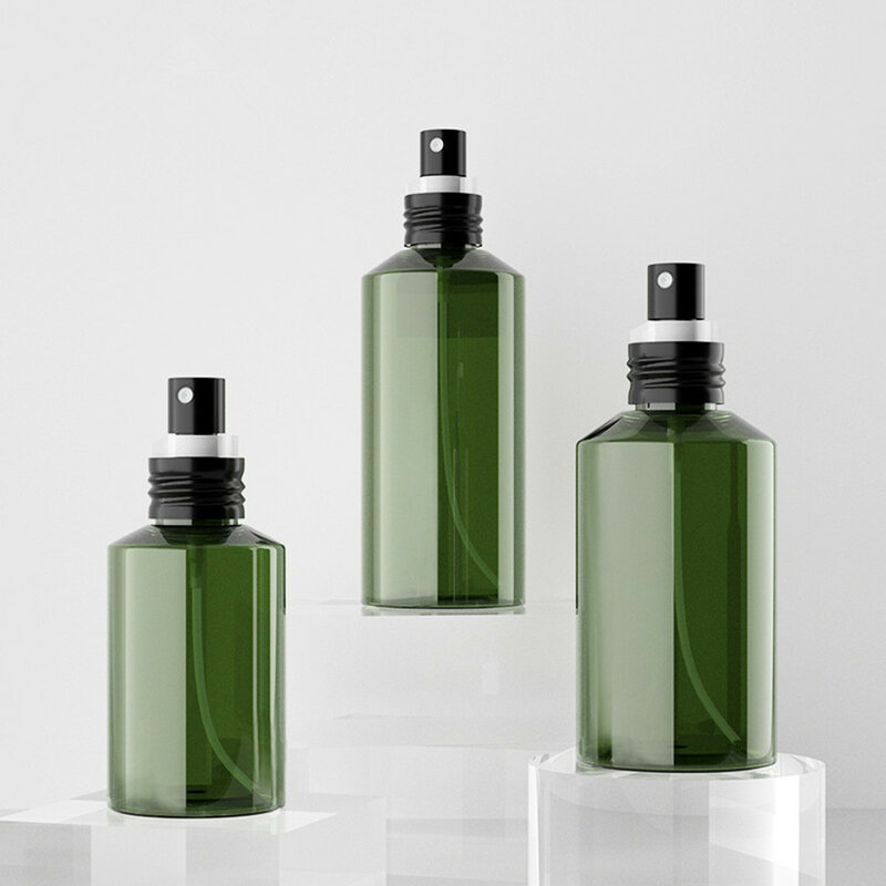 Botol semprot plastik hijau portabel, wadah kosmetik botol parfum perjalanan baru dapat diisi ulang 50/100/150/200 Ml