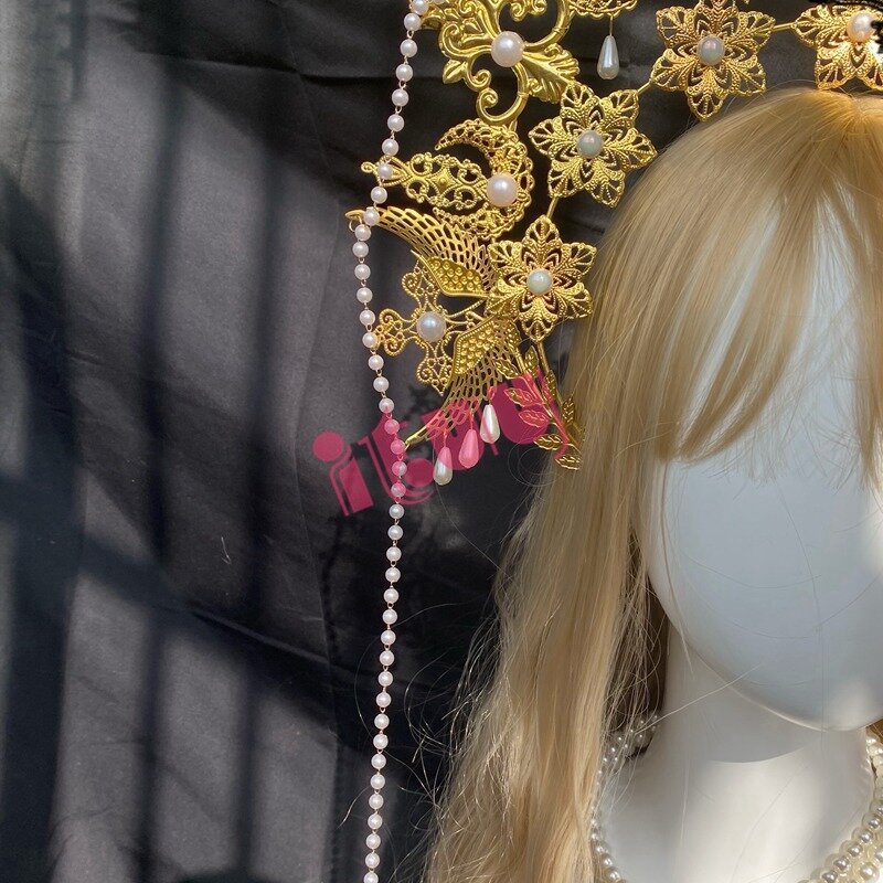Lolita-collar de corona de Ángel, diosa del sol, Halo, corona, tocado de Reina Anna, Perla Barroca, Tiara, diadema, accesorios góticos