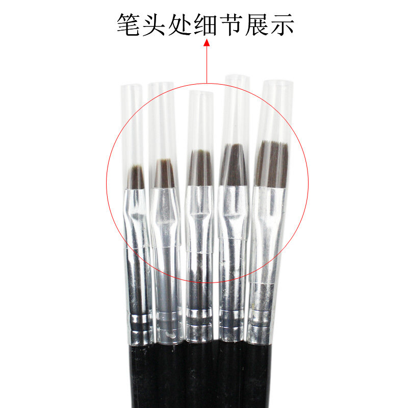 5PCS Kolinsky Flat Nail Art Brush Set Gradient Acrylic Nail UV Gel Builder Drawing Painting Pen Manicure Tool