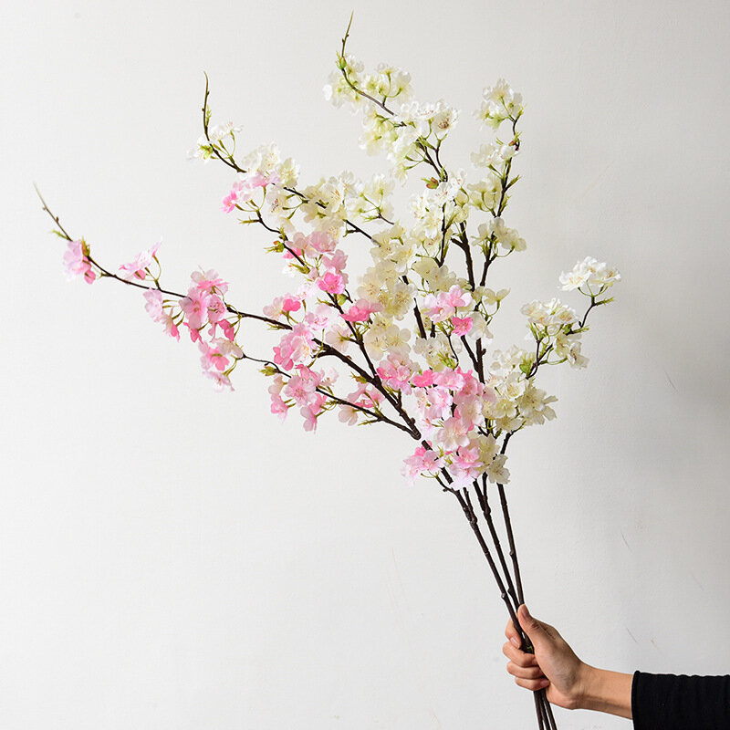 109cm fleurs artificielles en soie fausse fleur de cerisier longue branche arc de mariage fête arrière-plan maison mur décoration accessoire Photo accessoires
