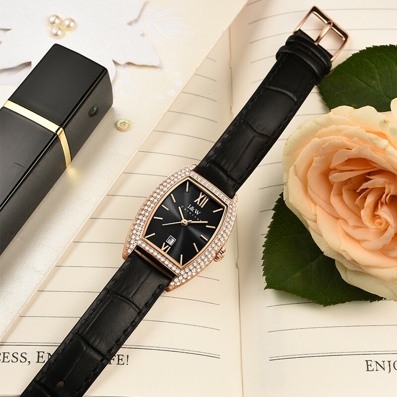 Montre femme i & w moda tonneau relógio de quartzo para mulher safira calendário à prova dwaterproof água relógio de diamante feminino marca de luxo 2021