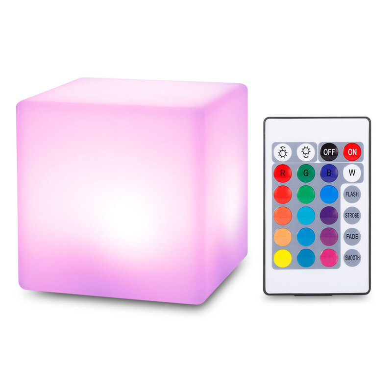 2021 USB LED Cube Shape Night ไฟพร้อมรีโมทคอนโทลสำหรับห้องนอน7เปลี่ยนสีได้ Night Light แบตเตอรี่ Built-In