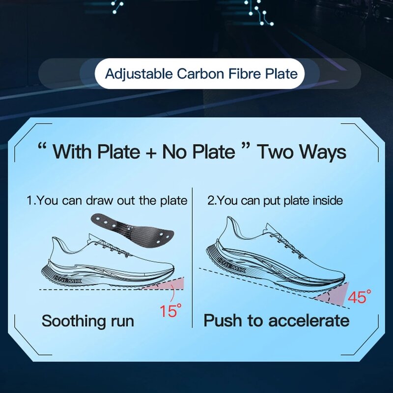 ONEMIX alas sepatu karbon, pelat karbon untuk lari sekop 45 ° serat karbon sol dalam untuk balap ketebalan Hiking olahraga sol luar ruangan