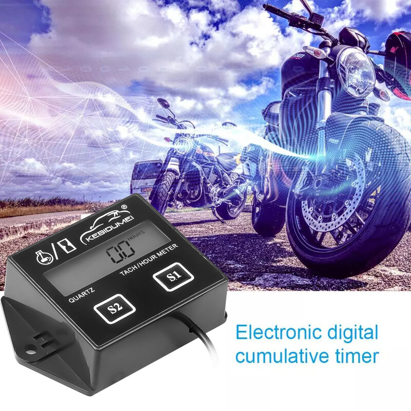 Newest Digital Engine Tach Tachometer Hour Meter Gauge Inductive Display For Motorcycle Motor Marine chainsaw pit bike Boat