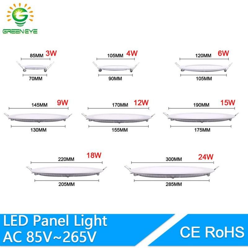 LED 초박형 다운라이트 램프, 천장 오목 그리드 다운라이트, 슬림 라운드 패널 조명, 24W, 18W, 12W, 9W, 6W, 3W, AC110V, 220V