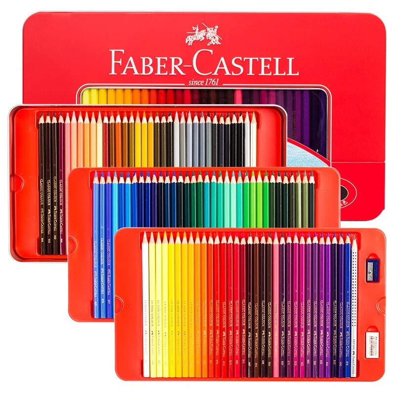 فابر-كاستل-طقم أقلام تلوين زيت علبة قصدير ، قلم رسم تخطيطي ، هدية أطفال المدارس ، مستلزمات فنية ، جديد ، 50 لون ، 100 لون
