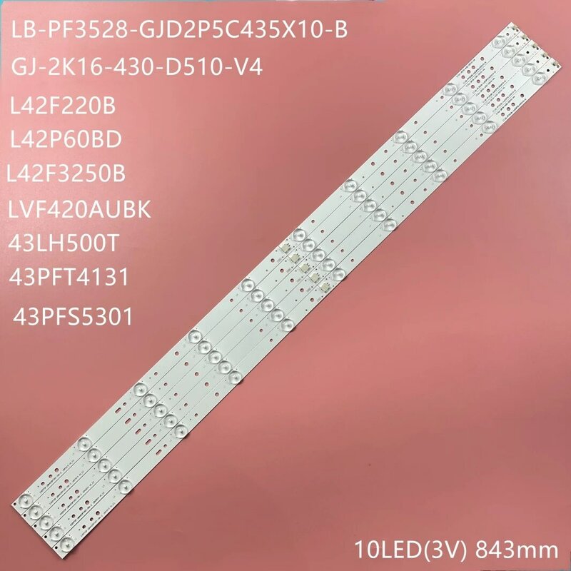LED Backlight Strip 10สำหรับ P Hilips 43 "ทีวี43PFT4131 43PFS5301 GJ-2K15-430-D510 GJ-2K16-430-D510-V4 01Q58-A BDM4350